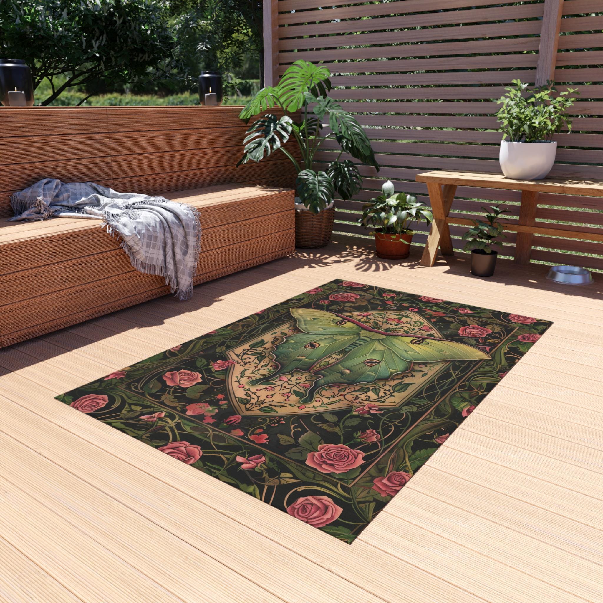 Luna Moth Outdoor Rug – Rose Garden Polyester Chenille - Etsy