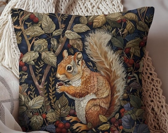 Squirrel William Morris Inspired | Squirrel Ancient Decorative Pillow Home Decor