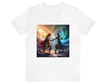 2 magic knights epic battle, Unisex Jersey Short Sleeve Tee