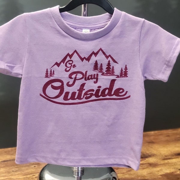 Go Play Outside Lavender or Navy Toddler Tee - Fun Graphic on Soft Cotton Jersey