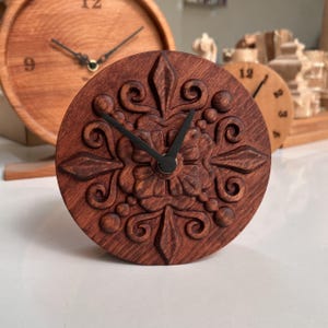Handcrafted Wooden Table Clock | Rustic Office Decor