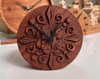 Handcrafted Wooden Table Clock | Rustic Office Decor