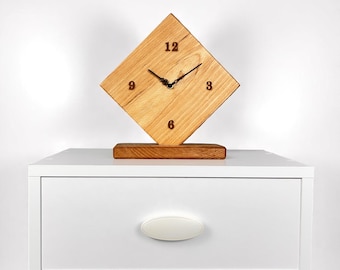 Handmade Beech Wood Desk Clock, Rustic Office Decor