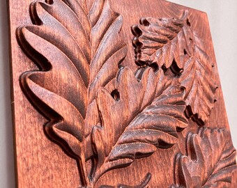 Holzwanddekoration mit Blattmuster, Handgefertigte Holz-Wandkunst, Rustikale Wandkunst für Wohnkultur
