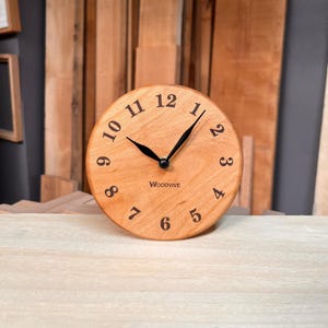 Handmade Beech Wood Table Clock - Silent Quartz Movement - Rustic Office & Home Decor