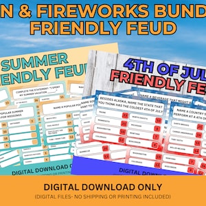 Printable 4th of July Feud Game | Independence Day Friendly Feud Game | Summer Family Feud Game Show | Summer Family Feud | Instant Download