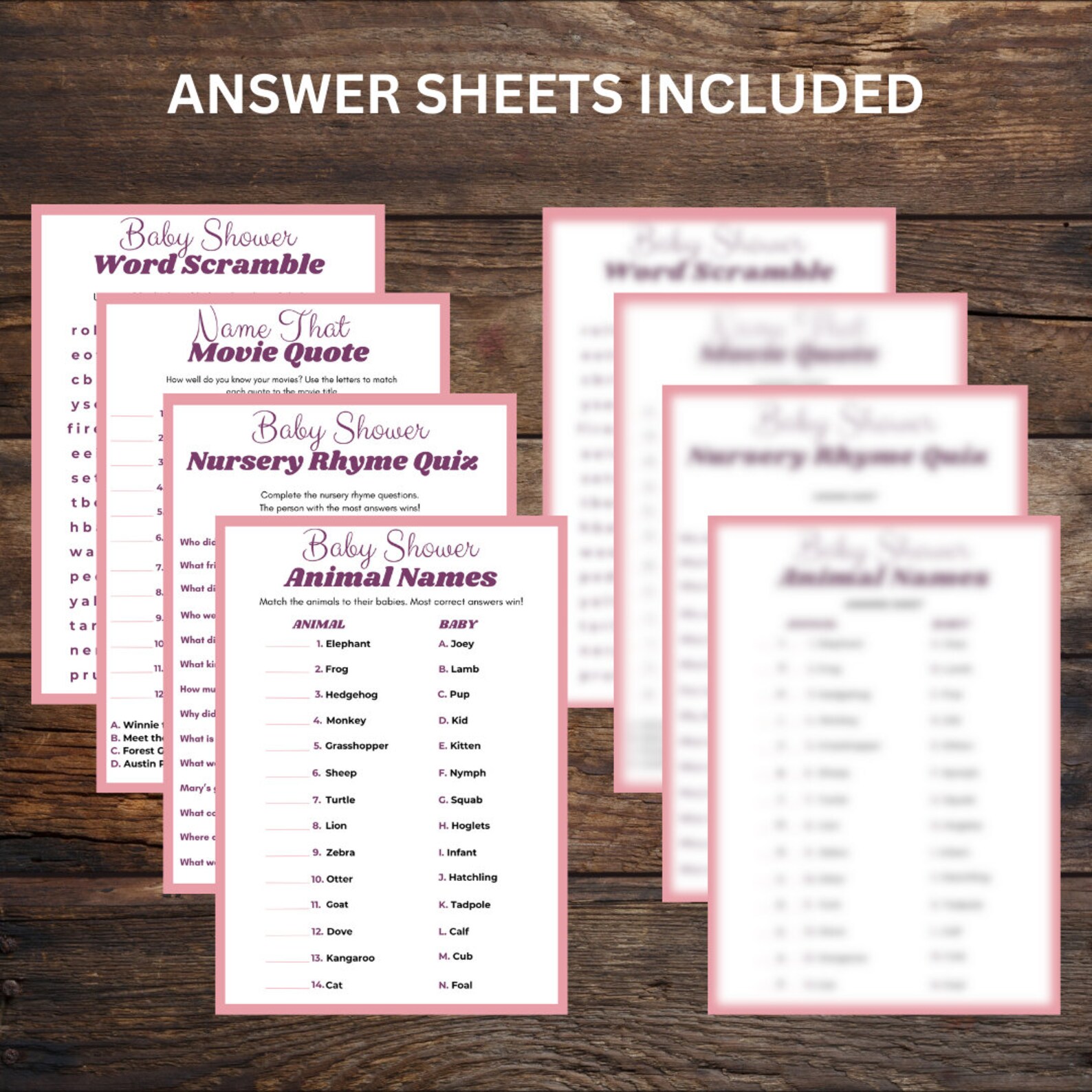 Printable Baby Shower Game Bundle Baby Shower Games Baby Shower Games ...
