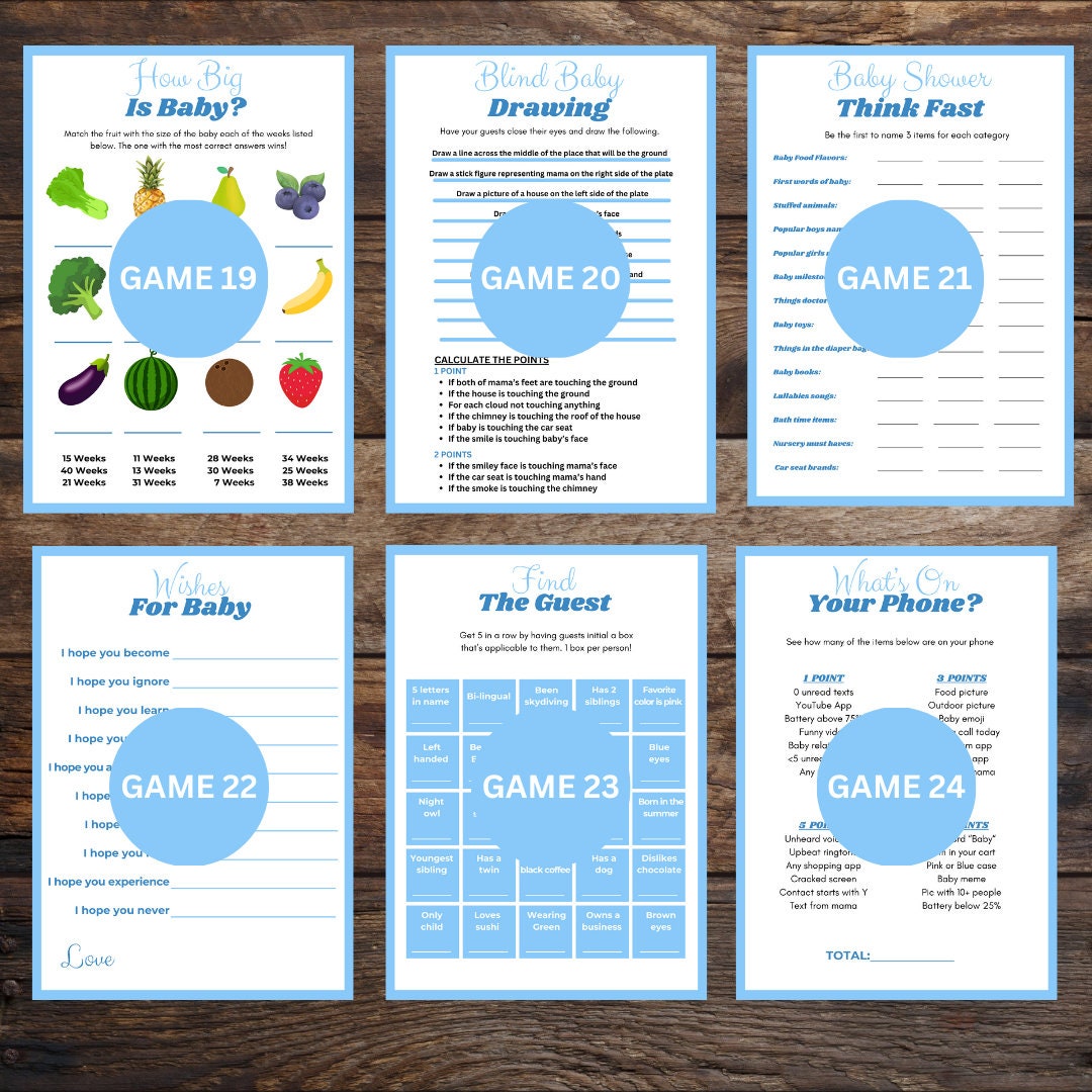 Printable Baby Shower Game Bundle | Baby Shower Games | Baby Shower ...