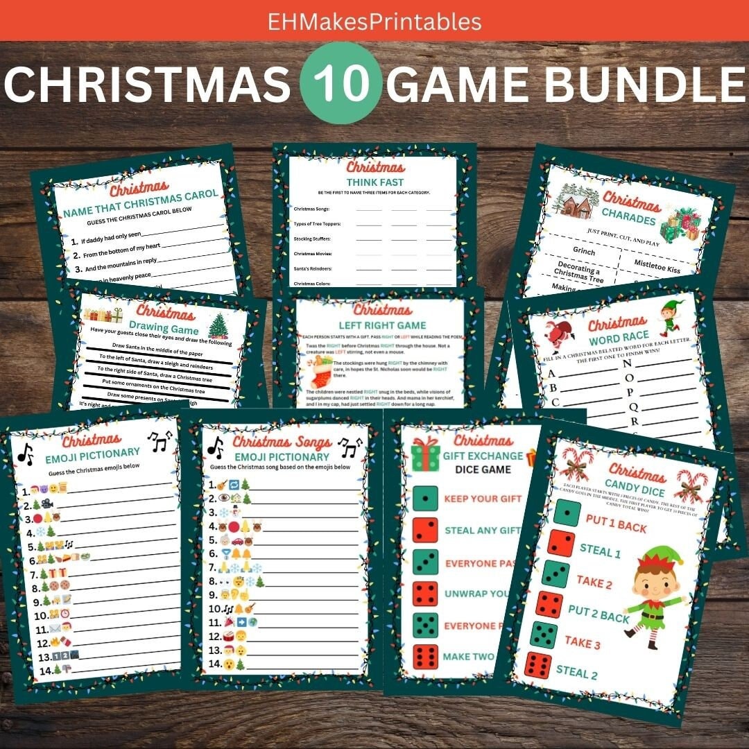 Printable Christmas Game Bundle Christmas Party Games Christmas Games