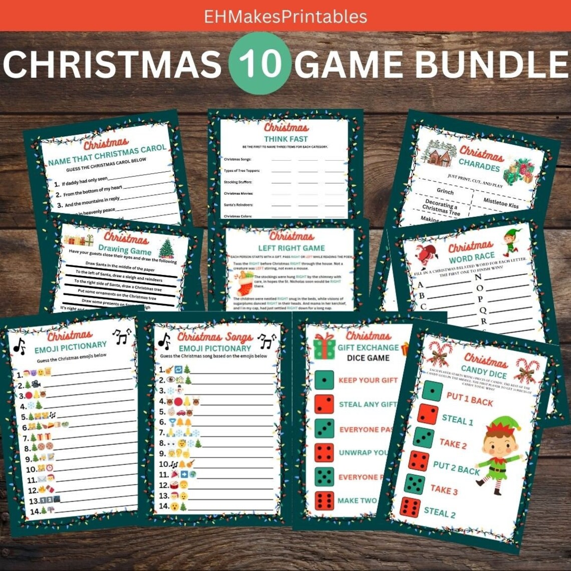 Printable Christmas Game Bundle Christmas Party Games Christmas