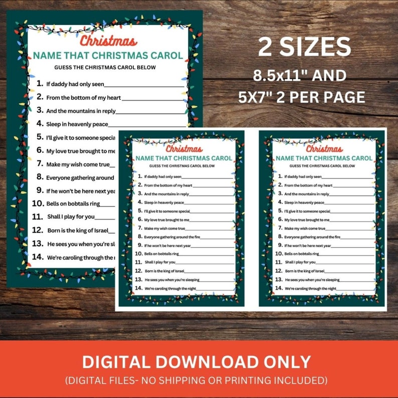Christmas Song Trivia, Christmas Carol Trivia Game, Christmas Quiz