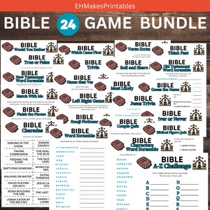 Printable Bible Games Bundle, Bible Trivia, Bible Games for Adults, Bible Study Games, Youth Group Game, Bible Printable Game
