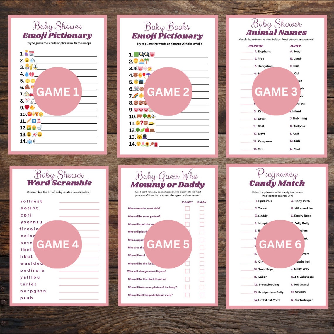 Printable Baby Shower Game Bundle Baby Shower Games Baby Shower Games ...