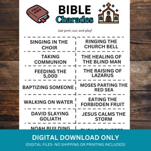 Printable Charades Bible | Charades Bible Game | Bible Charades Game ...