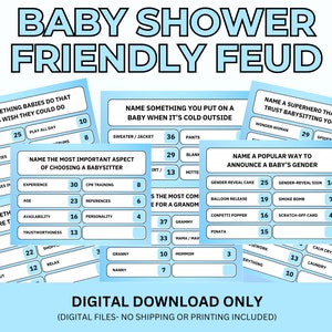 Gioco stampabile per baby shower amichevole Feud / Gioco per baby shower stampabile / Quiz Family Feud / Giochi per baby shower / Baby Shower Feud / Bambino maschio