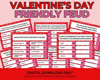 Valentine’s Day Feud Game | Couples Quiz Trivia Night | Family Feud game | Friendly feud Game | Printable Valentine’s Day Game | Feud game