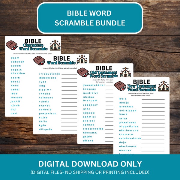 Printable Bible Word Scramble | New Testament | Old Testament | Bible Characters | Bible Game | Scramble Game | Word Scramble Games