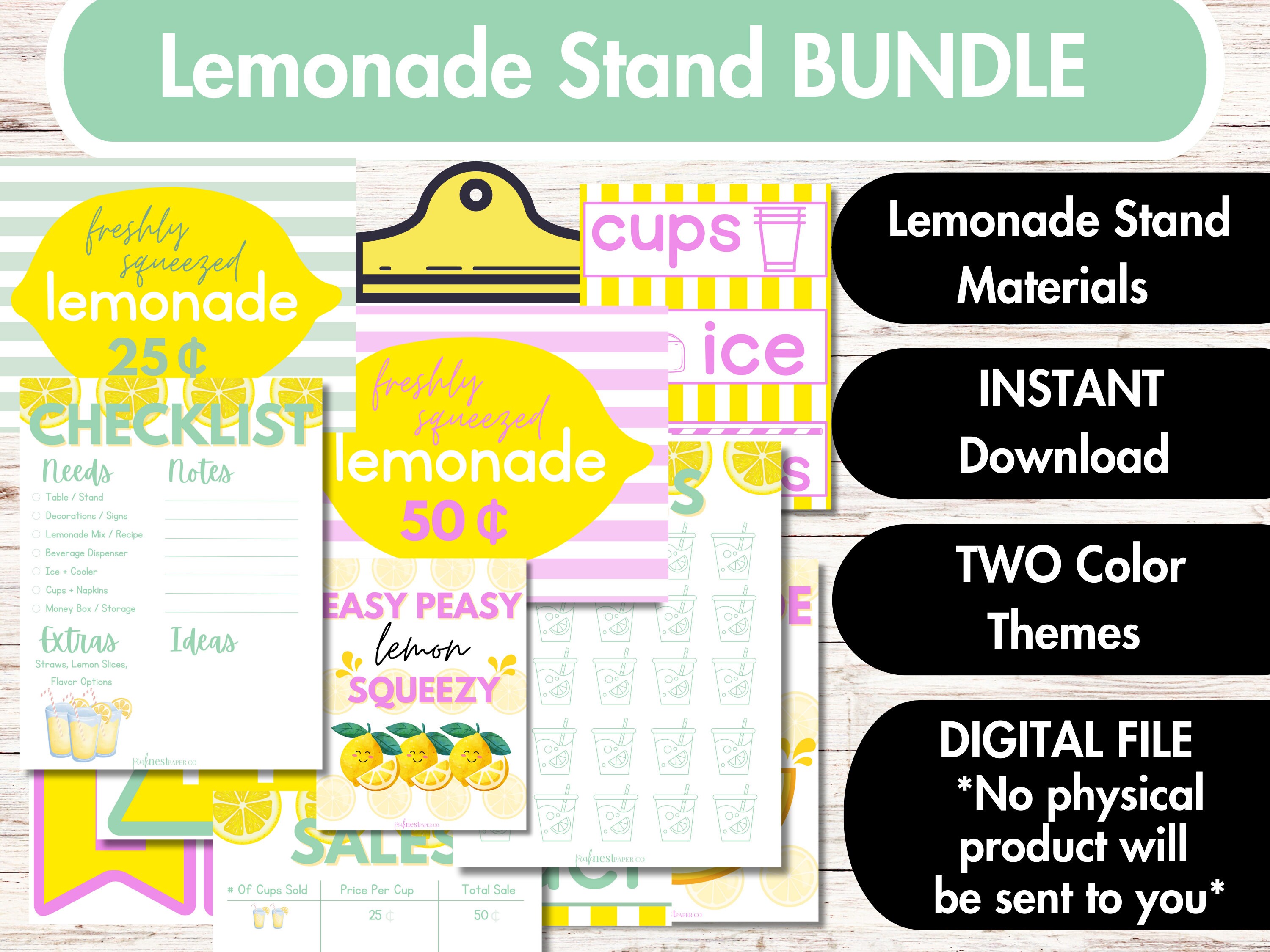 Lemonade Stand Materials | PRINTABLE SET | Checklist, Banners, Sales Trackers, Pricing Sheets ...