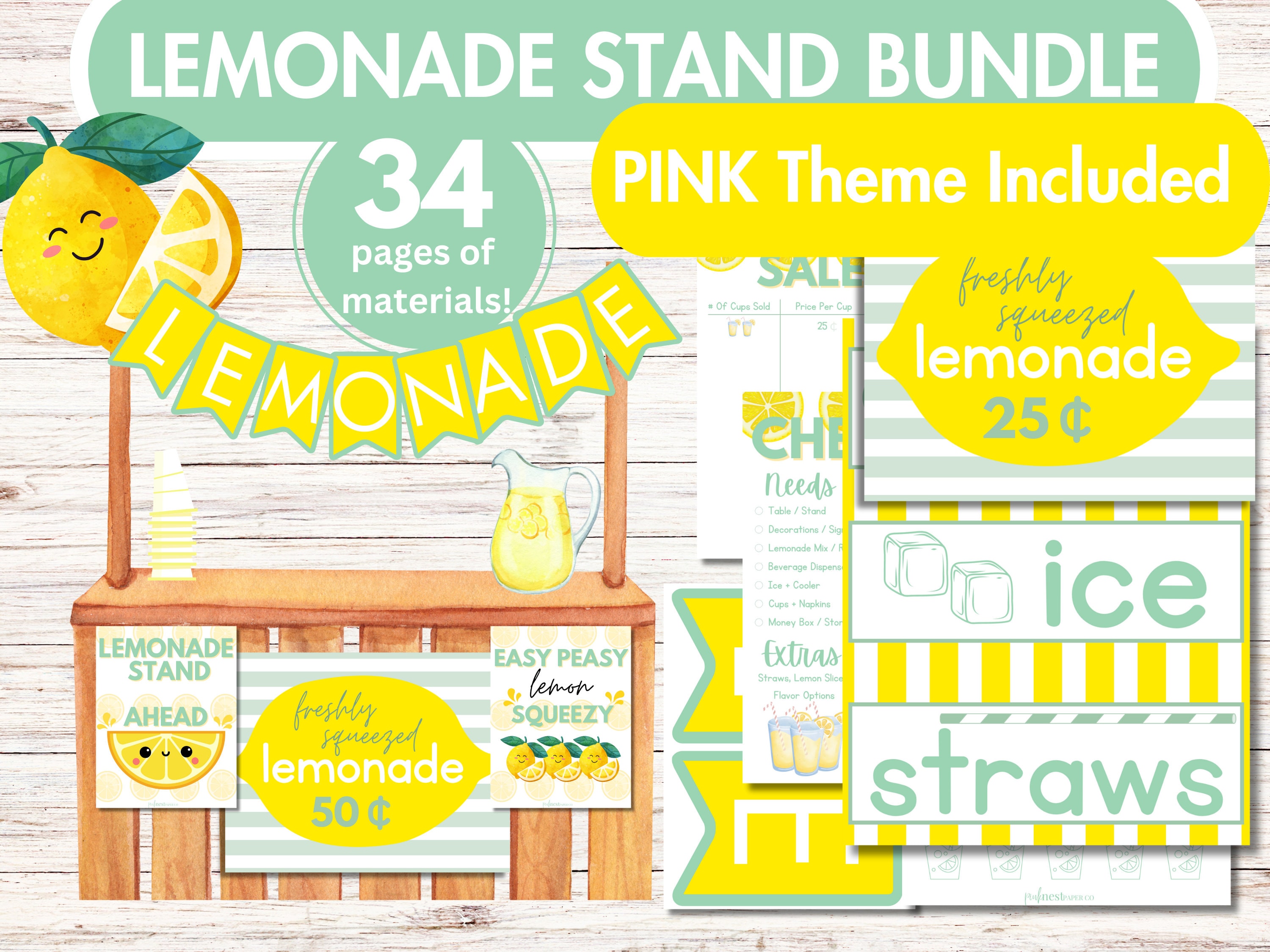 Lemonade Stand Materials | PRINTABLE SET | Checklist, Banners, Sales ...