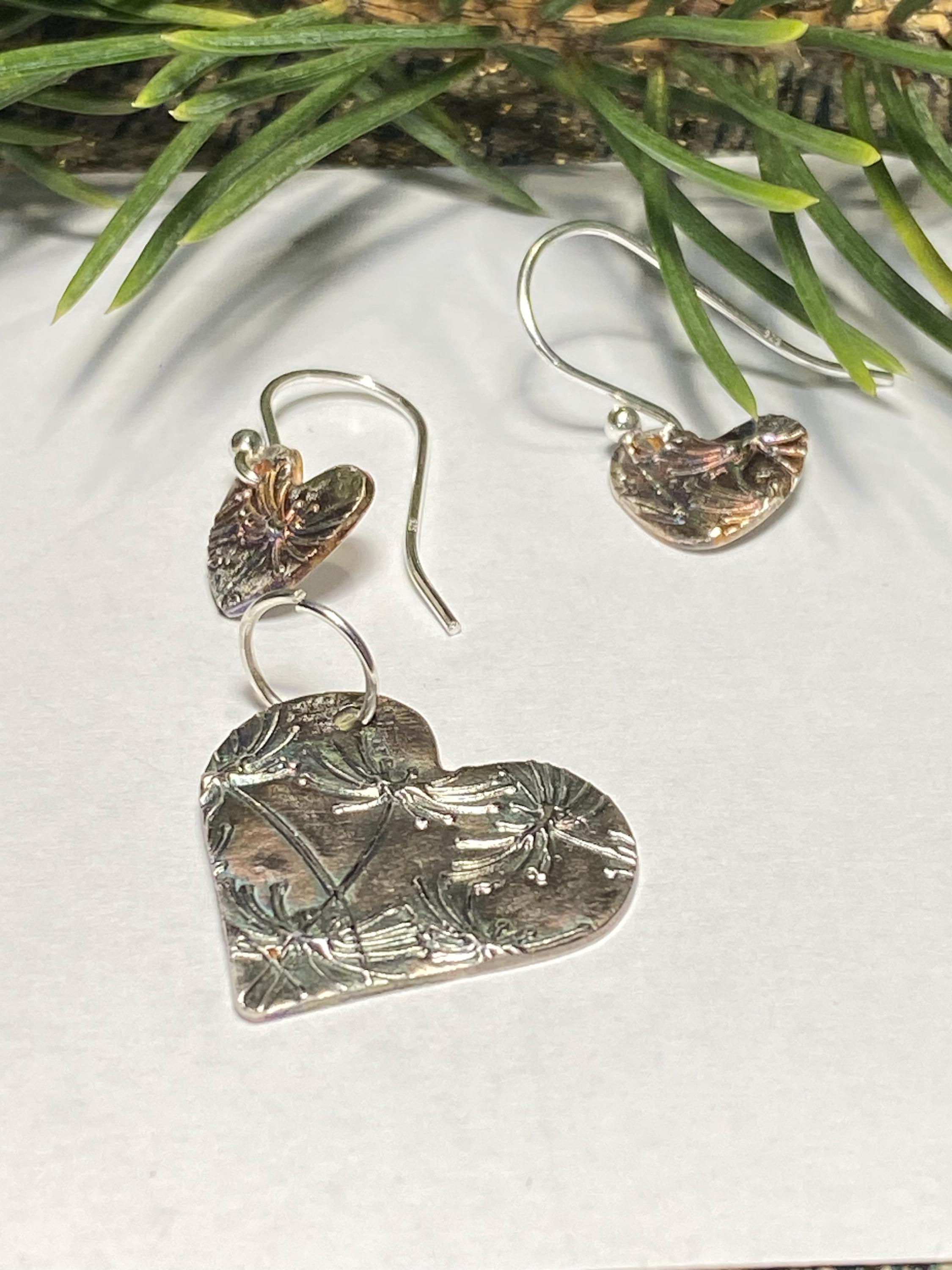 Set Regalo Gioielli Donna Cuore Con Lapislazzuli - Collana E Orecchini Pendenti In Cristallo Naturale, Placcato Argento, Confezione Regalo - 2