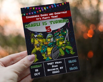 Birthday Invitation | Editable Turtle Invite, Turtle Evite, Editable Ninja Template | Instant Download