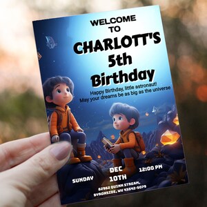 Space Birthday Invitation, Outer Space Birthday Invitation, Planets Invite, Outer Space Invitation, Editable Invitation, INSTANT DOWNLOAD