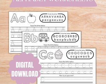 Letter Tracing printable worksheets, learn abc’s, preschool, kindergarten, abc worksheets