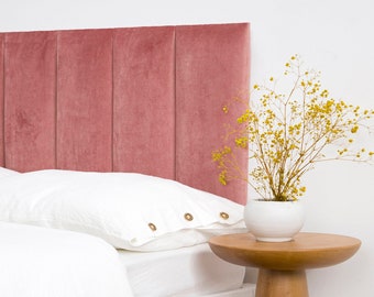 Rose Pink Headboard Panel • Velvet Headboard • Upholstered Soft Wall Panel • Padded Boards • Bedroom Decor •• All Bed Sizes