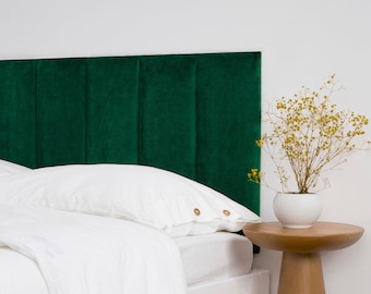 Dark Green Headboard Panel • Dark Green Padded Boards • Velvet Headboard • Upholstered Soft Wall Panel • Bedroom Decor •• All Bed Sizes