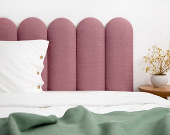 Dusty Pink Headboard • King • Queen • Twin • Full Size • Upholstered Soft Wall Panel •  Rectangular or Round Shape •• All Bed Sizes