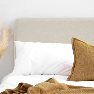 Beige Headboard Cover • Neutral Boucle Headboard Slip Cover •  King • Queen • Twin • Full Size • Custom Headboard Cover • All Bed Sizes