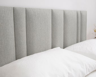 Cabecera modular beige • Panel de cabecera de diseño • Cabecera de lino neutro • Diseño modular • Panel de pared suave tapizado •• Todos los tamaños de cama