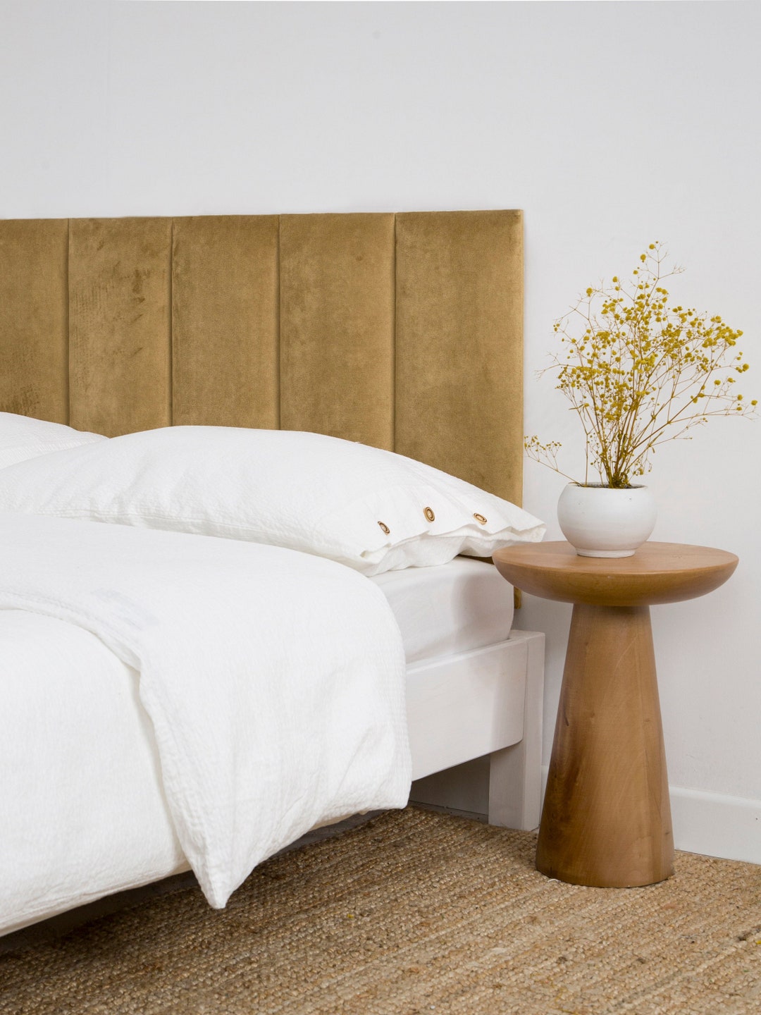 Beige Headboard Panel Velvet Wall Panel Velvet Headboard Upholstered