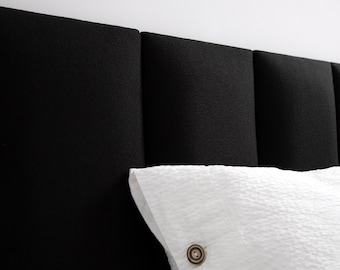 Black Linen Headboard Panel • Black Linen Wall Panel • Upholstered Soft Wall Panel • King • Queen • Twin • Full Size •• All Bed Sizes