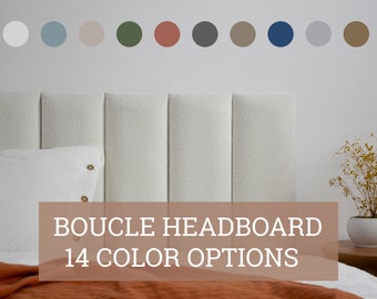 Boucle Headboard Panel • Textured Upholstered Boho Headboard Panel • 14 Color Options • Rectangular or Round Shape •• All Bed Sizes