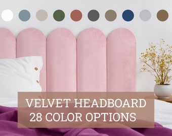 Finger Velvet Headboard Panel • Velvet Upholstered Soft Round Finish Wall Panel • 28 Color Options • Simple Installation •• All Bed Sizes