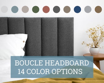 Boucle-Kopfteil • Strukturierte gepolsterte Wandplatte • Rechteckige, weiche Kopfteilplatte • 14 Farboptionen •• Alle Bettgrößen