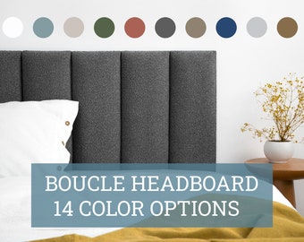 Boucle Headboard Panel • Textured Upholstered Boho Headboard Panel • 14 Color Options • Rectangular or Round Shape •• All Bed Sizes