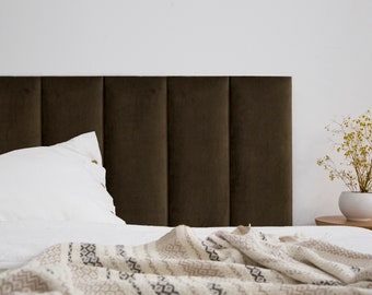 Brown Velvet Headboard Panel • Padded Boards • Brown Velvet Headboard • Upholstered Soft Wall Panel • Bedroom Decor •• All Bed Sizes