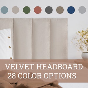 Velvet Headboard Panel • Rectangular Velvet Upholstered Soft Wall Panel • 28 Color Options • Simple Installation •• All Bed Sizes