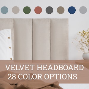 Velvet Headboard Panel • Rectangular Velvet Upholstered Soft Wall Panel • 28 Color Options • Simple Installation •• All Bed Sizes