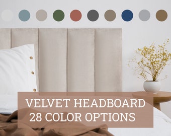 Velvet Headboard Panel • Rectangular Velvet Upholstered Soft Wall Panel • 28 Color Options • Rectangular Shape •• All Bed Sizes