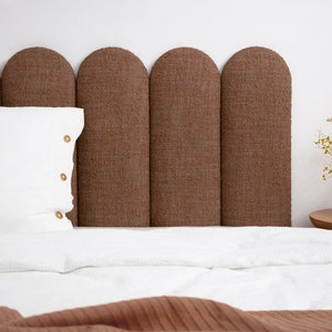 Copper Boucle Headboard Panel • Upholstered Soft Wall Panel • King • Queen • Twin • Full Size • Textured Boucle Fabric •• All Bed Sizes