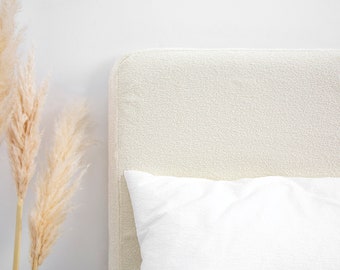 Ivory Boucle Headboard Cover • Custom Headboard Slip Cover • Boho Cream Headboard Cover • King • Queen • Twin • Full Size •• All Bed Sizes