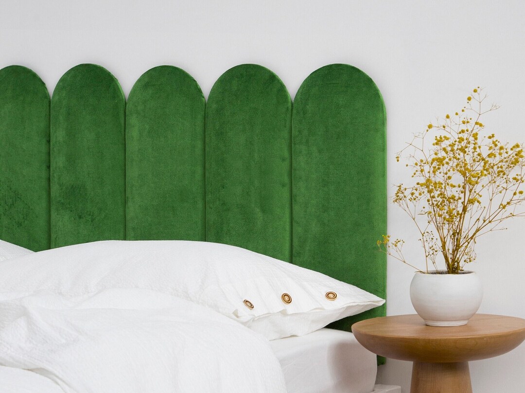 Green Velvet Soft Wall Panel Velvet Headboard Panel Upholstered Soft