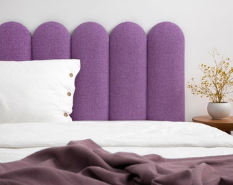 Dark Lilac Headboard Panel • Upholstered Soft Wall Panel • Lilac Linen Headboard Panel • King • Queen • Twin • Full Size •• All Bed Sizes