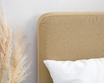 Beige Boucle Headboard Cover • Custom Headboard Slip Cover • Boho Sand Beige Headboard • King • Queen • Twin • Full Size •• All Bed Sizes