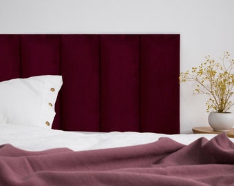Burgundy Headboard Panel • Velvet Upholstered Headboard • Upholstered Soft Wall Panel • Padded Boards • Bedroom Decor •• All Bed Sizes