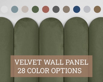 Finger Velvet Wall Panel • Round Finished Upholstered Soft Wall Panel • 28 Color Options • Simple Installation • Width x Height •• All Sizes