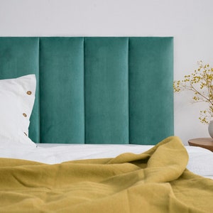 Teal Velvet Headboard Panel: Upholstered Padded Boards, All Bed Sizes